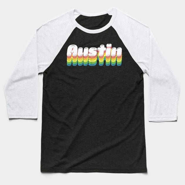 Austin, Texas //// Typography design Baseball T-Shirt by DankFutura